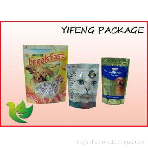 Stand Up Plastic With Zipper Pet Food Bag For Dog Cat Food